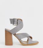 Raid Wide Fit Abree Gray Stacked Heel Sandals