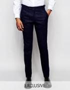 Hart Hollywood By Nick Hart 100% Wool Suit Pants In Slim Fit - Blue