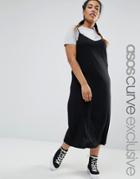 Asos Curve Midi Cami Dress With T-shirt Underlayer - Black