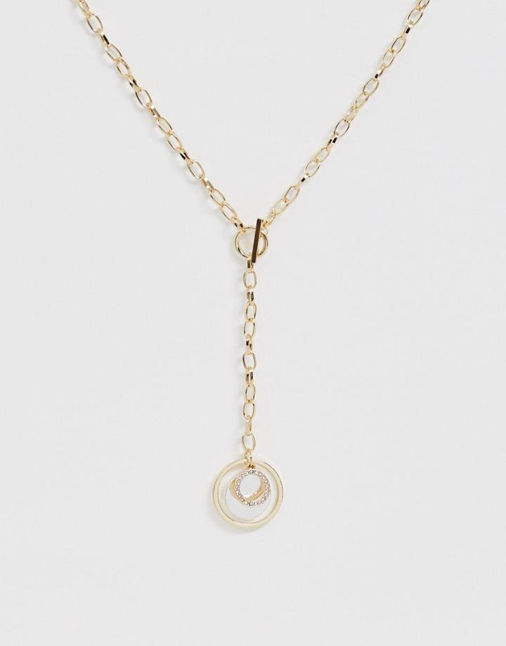 Lipsy Chain Necklace With Metal Disk In Mixed Metals - Multi