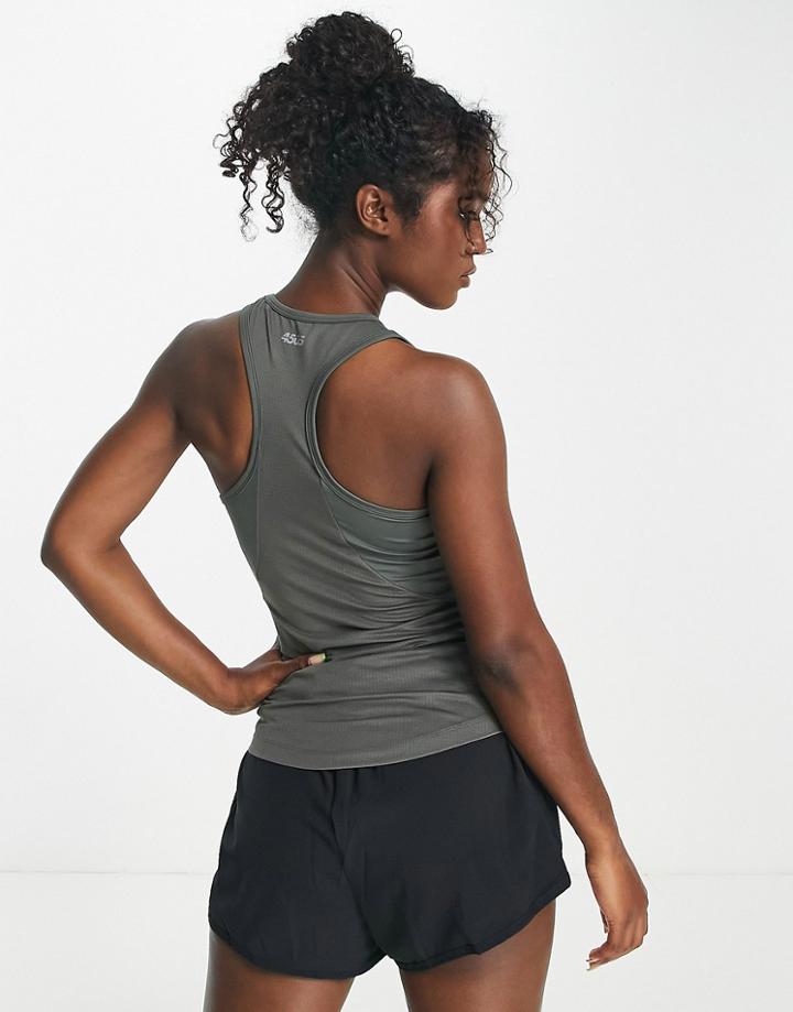 Asos 4505 Run Tank Top In Mesh And Solid-gray