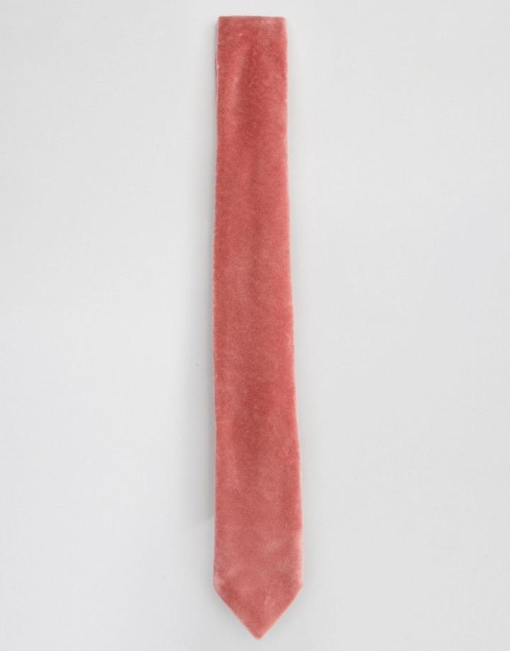Noose & Monkey Velvet Tie - Pink