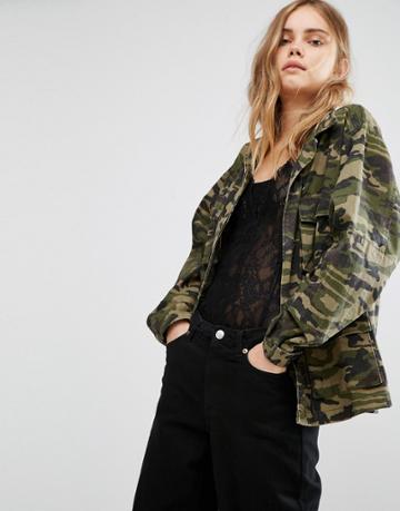 Gestuz Bello Camo Jacket - Green