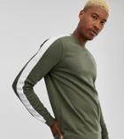 Asos Design Tall Sweatshirt In Khaki With Side Stripe-green