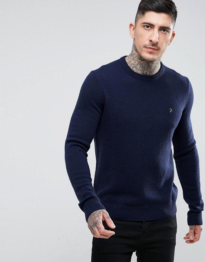 Farah Rosecroft Lambswool Sweater In Navy - Navy