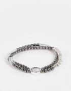 Icon Brand Stretch Beaded Coin Clasp Bracelet In Gray-grey