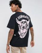 Hnr Ldn Horns Back Print T-shirt In Oversized - Black