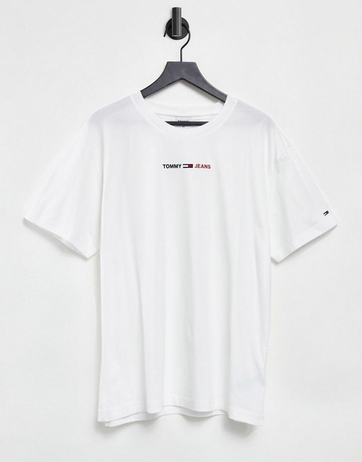 Tommy Jeans Linear Center Logo T-shirt In White