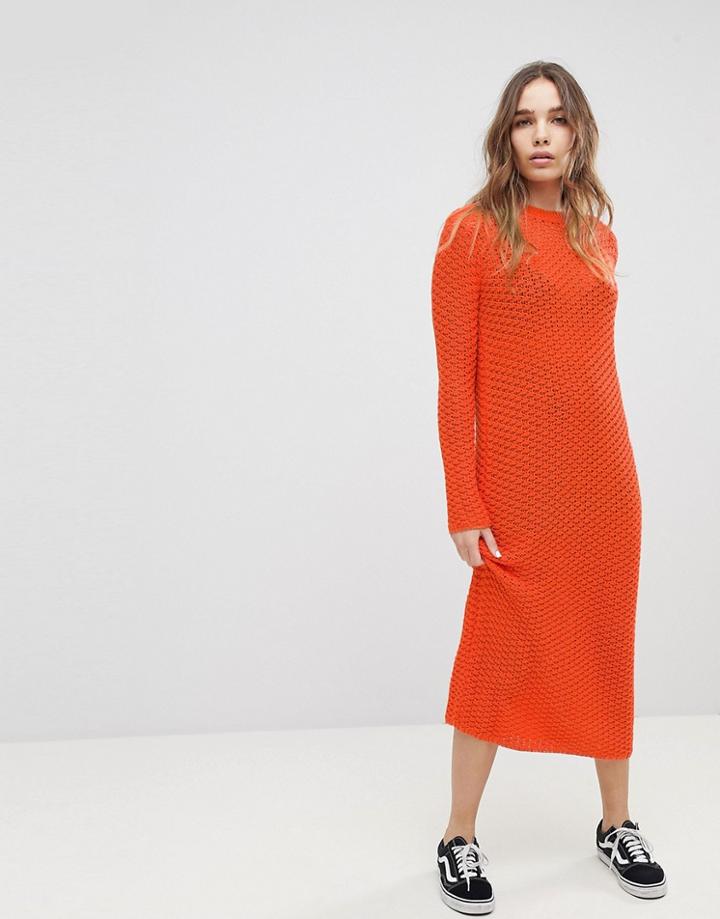 Asos Crochet Maxi Dress-orange