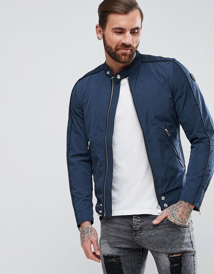Diesel J-quad Nylon Biker Jacket - Navy