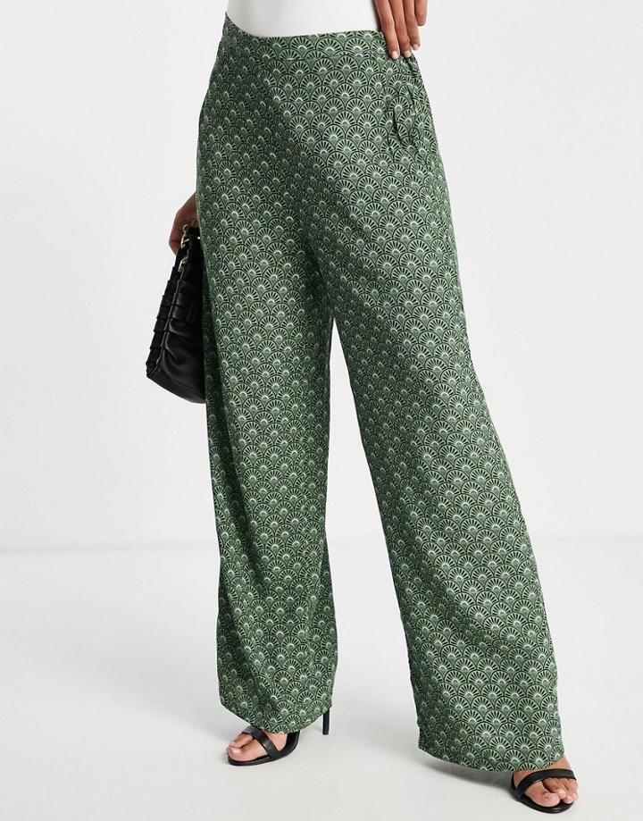 Vila Wide Leg Pants In 70s Print - Part Of A Set-multi
