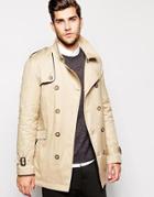 Asos Belted Trench Coat - Stone