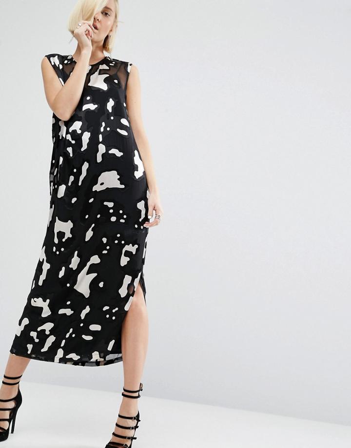 Asos White Animal Devore Column Dress - Multi