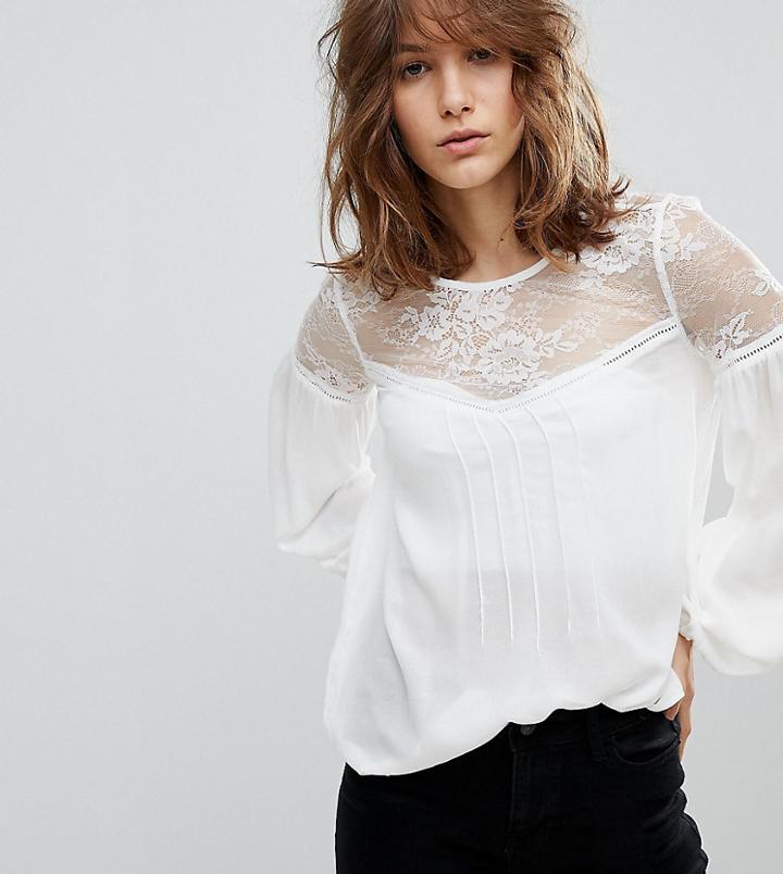 Stradivarius Lace Contrast Blouse-white