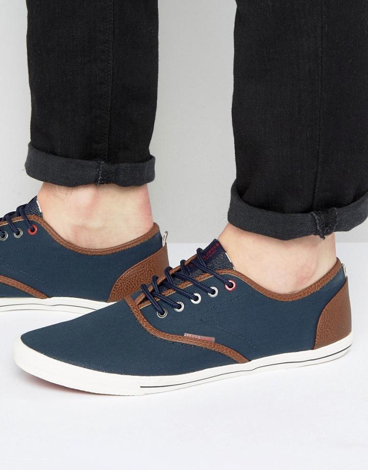 Jack & Jones Spider Canvas Herringbone Sneakers - Navy
