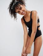 Monki Cut Out Side Swimsuit - Black
