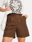 Monki Nimmi Tailored Shorts In Brown
