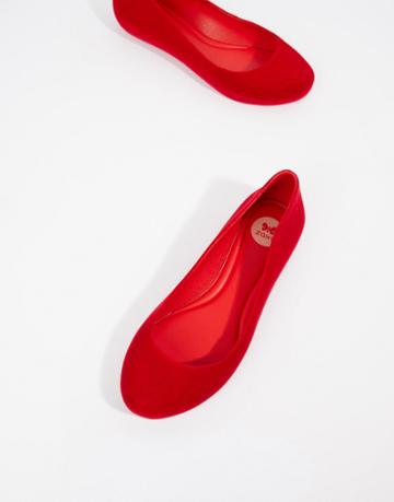 Zaxy Pop Flock Ballerinas - Red