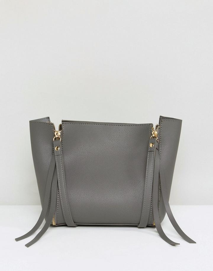 Amy Lynn Structured Boxy Bag With Optional Strap - Gray