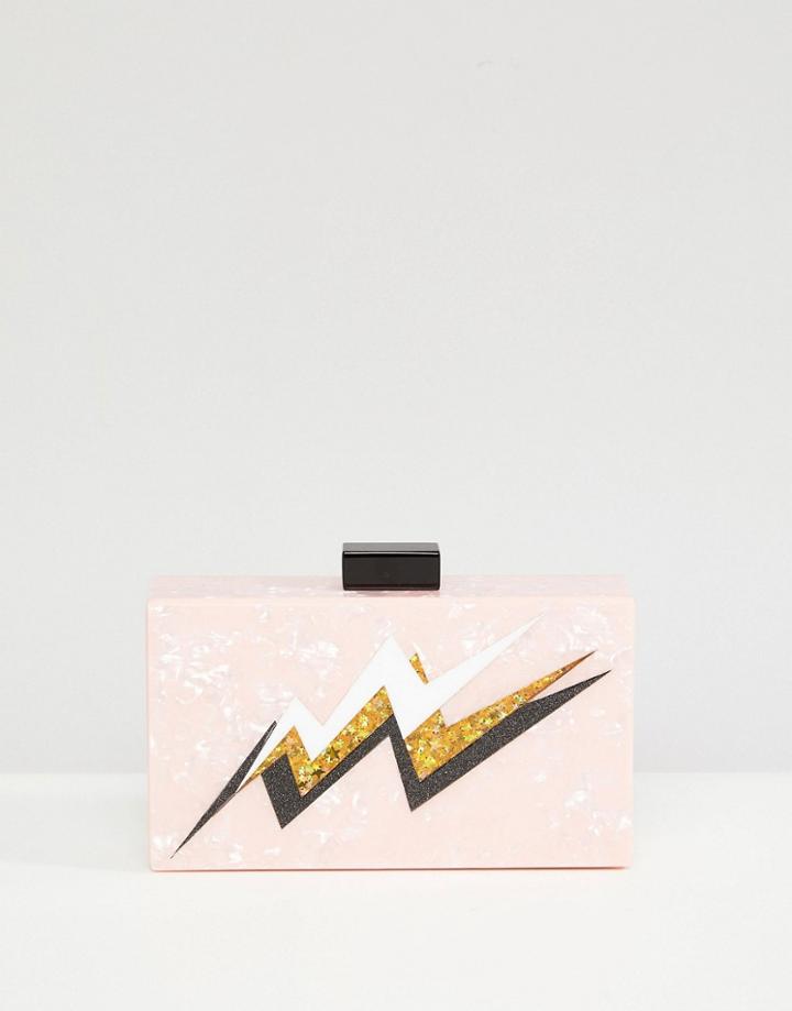 Asos Lightning Bolt Marble Clutch Bag - Pink