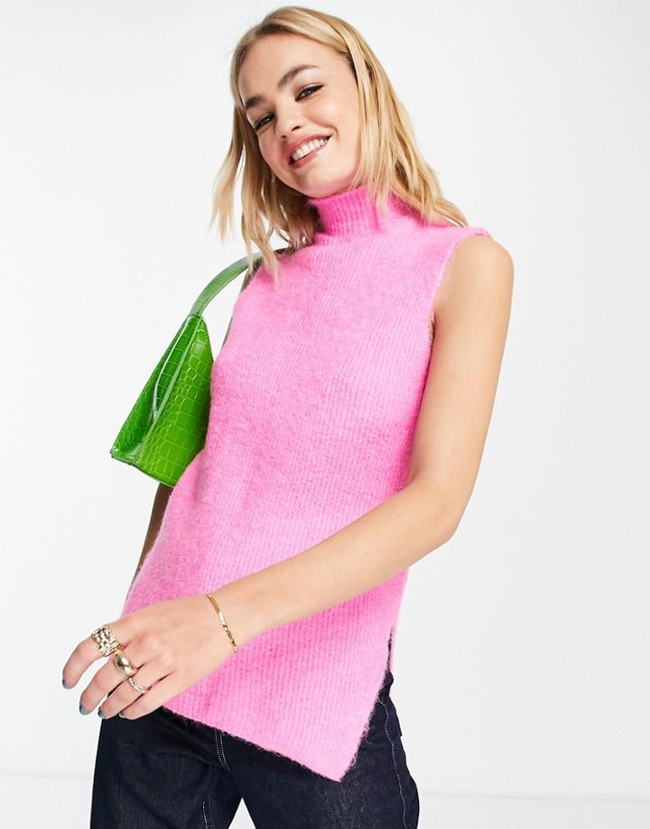 River Island Knit Tank Top In Bright Pink