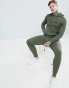 Asos Design Tracksuit Muscle Hoodie/super Skinny Joggers With Text Print - Green