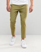 Asos Tapered Cropped Pants In Green - Green