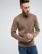 Asos Textured Knit Sweater With Clean Edges - Brown