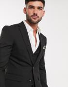 Harry Brown Skinny Fit Plain Suit Jacket-black