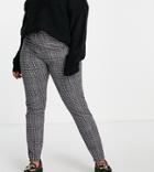 Pieces Curve High Waisted Leggings In Purple Check-multi