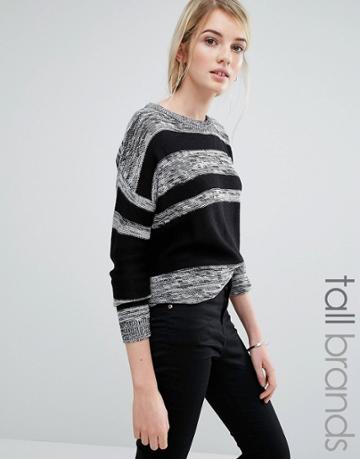 Brave Soul Tall Sweater In Stripe - Black