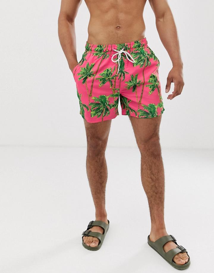 Threadbare Hawaiian Print Swim Short - Pink