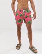 Threadbare Hawaiian Print Swim Short - Pink