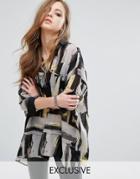 Religion Sheer Shirt Dress In Abstract Print - White