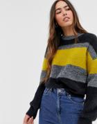 French Connection Stripe Color Block Sweater-multi