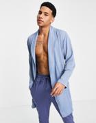 Asos Design Dressing Gown In Seersucker-blues