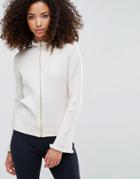 Asos Cardigan With Zip Through And Fluted Sleeves - Cream