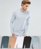 Asos Extreme Muscle Fit Long Sleeve T-shirt 5 Pack Save - Multi