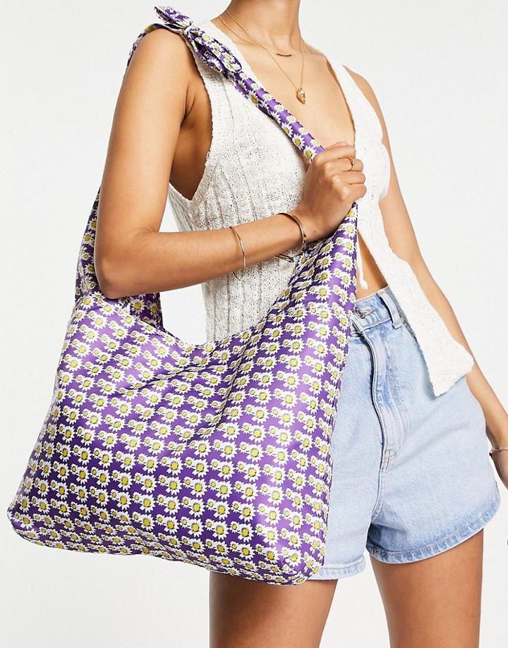 Svnx Dasiy Print Sling Shoulder Bag In Purple
