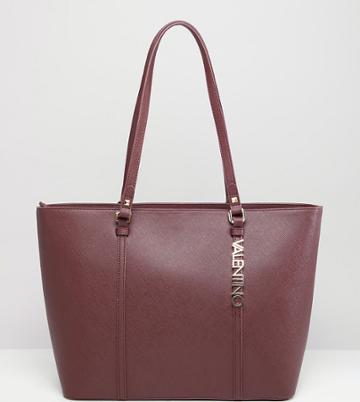 Valentino By Mario Valentino Crosshatch Burgundy Tote Bag - Red