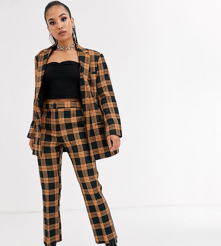 Collusion Petite Check Peg Pants With Print