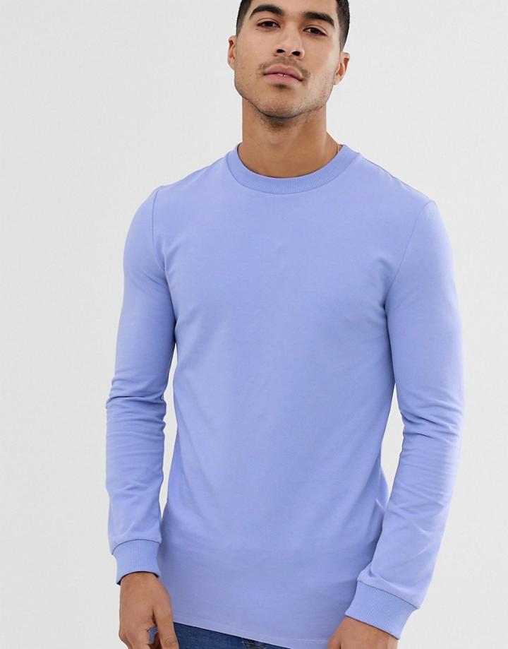 Asos Design Muscle Longline Sweatshirt In Lilac-purple