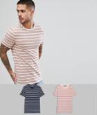 Asos Muscle Striped T-shirt 2 Pack Save - Multi