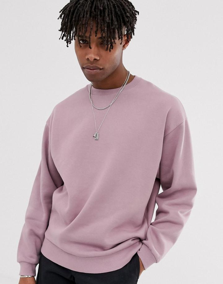 Asos Design Oversized Sweatshirt In Dusty Purple