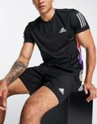 Adidas Running Own The Run T-shirt In Black And Multi