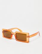 Svnx 90s Rectangle Sunglasses In Orange