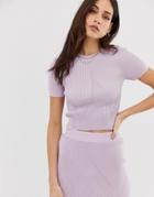 Asos Design Two-piece Cropped Knitted T-shirt - Purple