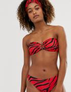 Gestuz Cana Zebra Print Bikini Bottoms - Red