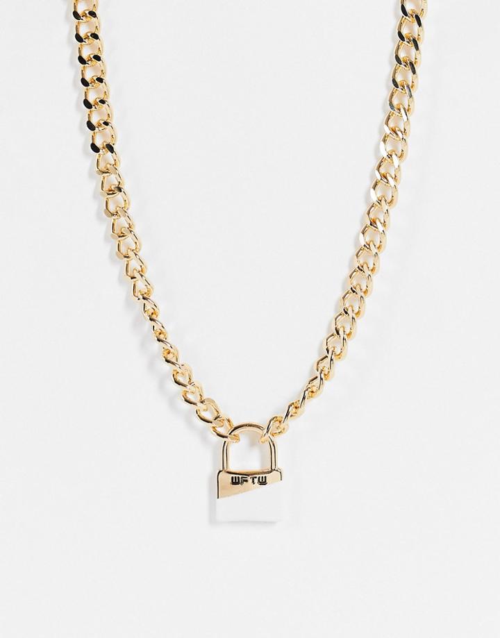 Wftw Dipped Padlock Chain Pendant In Gold