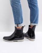 Tommy Hilfiger Contrast Clear Sole Ankle Wellie Boot - Black